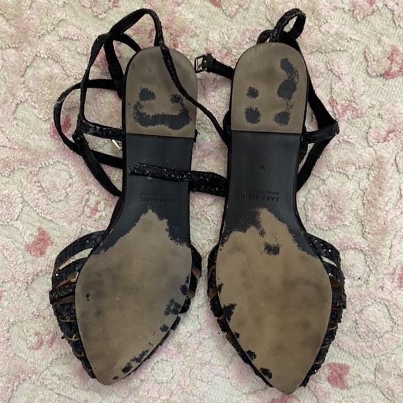 Zara black glitter Strappy sandals RARE!!! - Picture 3 of 7